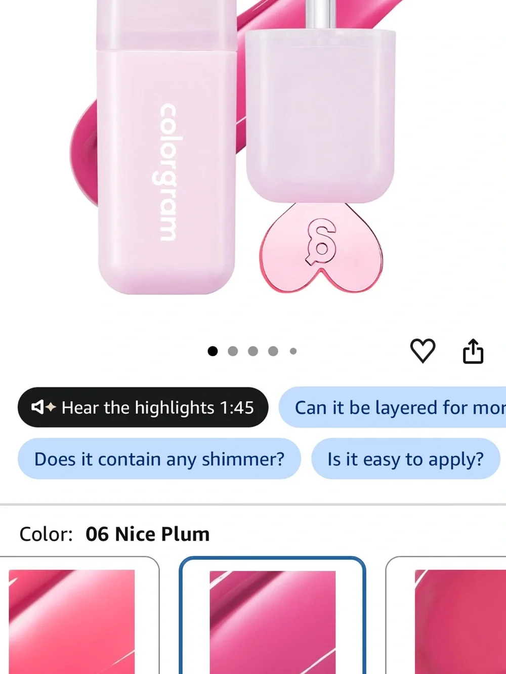Colorgram Juicy Drop Tint (06 Nice Plum) & BBIA L'Eau Tint (Magnolia) Lip Bundle